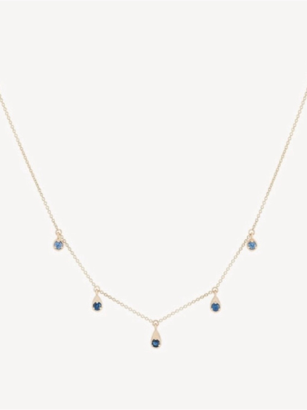 Bluboho endless ocean Gold Necklace with Blue Teardrop Charms - Women's Jewelry